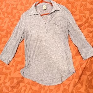 faded glory gray button collar shirt